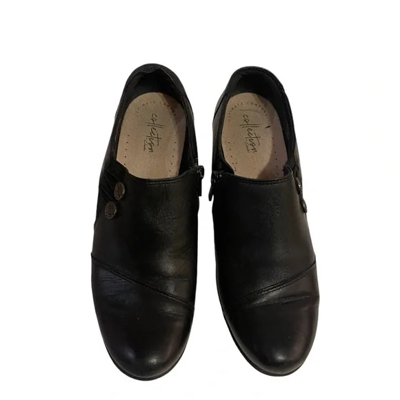 Women’s CLARKS Collection Emslie Black Leather Shoes Heels - Picture 8 of 11